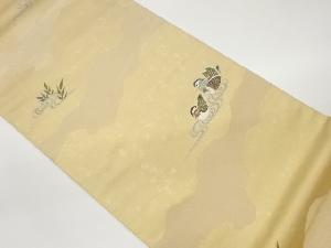 鴛鴦に流水・笹模様織出し袋帯